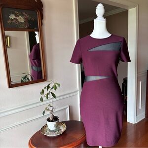 Express Mini Dress bandage size small/medium burgundy and black mesh cutouts